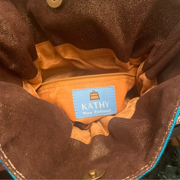 -SOLD-Kathy Van Zeeland Teal Cowgirl Rhinestone Buckle Shoulder Bag - Picture 8 of 8